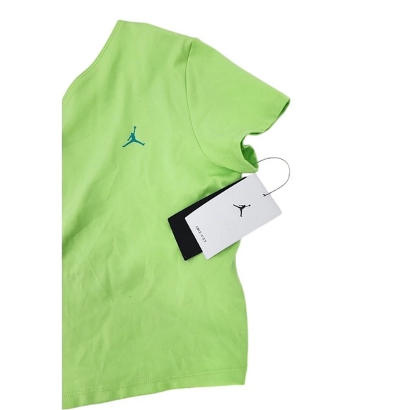 NWT Nike Jordan Asymmetric One-Shoulder Active Crop Top - Neon Green, Size L - Picture 4 of 7
